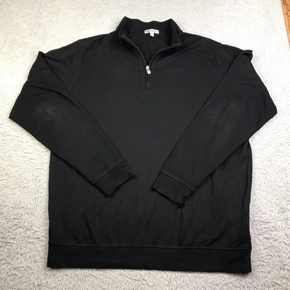 Peter Millar Sweater Mens XL Black Cotton Modal 1/4 Zip Stretch Golf Pullover